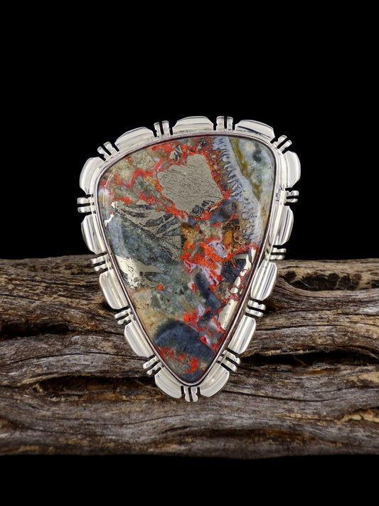 Sterling Silver Bumblebee Seam Agate Ring, Size 6 1/2
