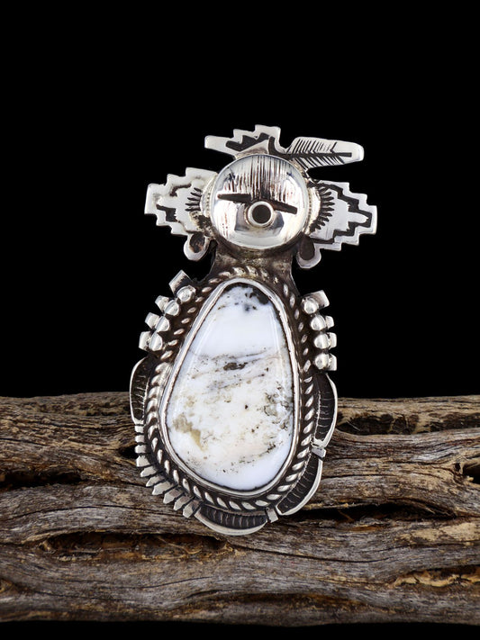 Navajo White Buffalo Kachina Ring, Size 6 1/2