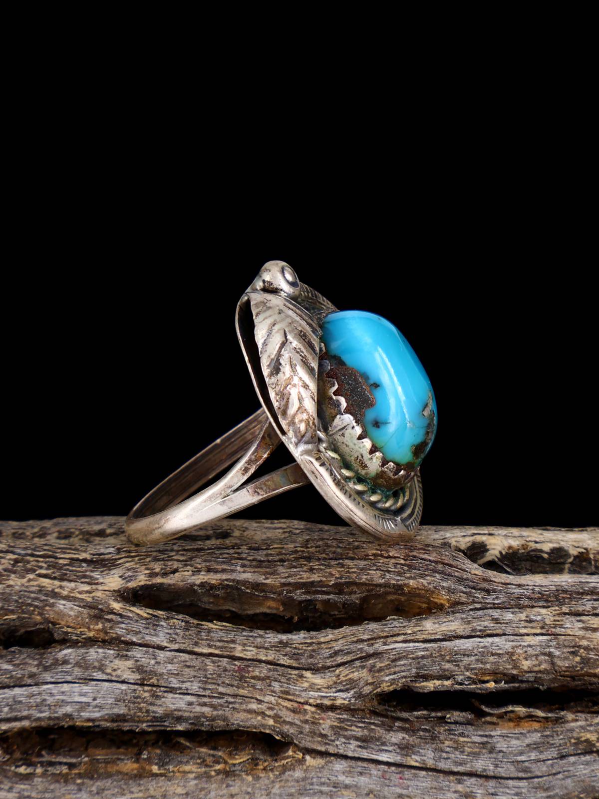 Estate Sterling Silver Turquoise Ring, Size 5 1/2