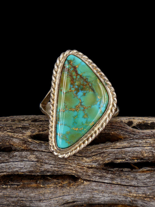 Old Estate Sterling Silver Natural Skyhorse Turquoise Ring, Size 7