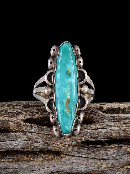 Old Estate Sterling Silver Turquoise Ring, Size 6 1/2