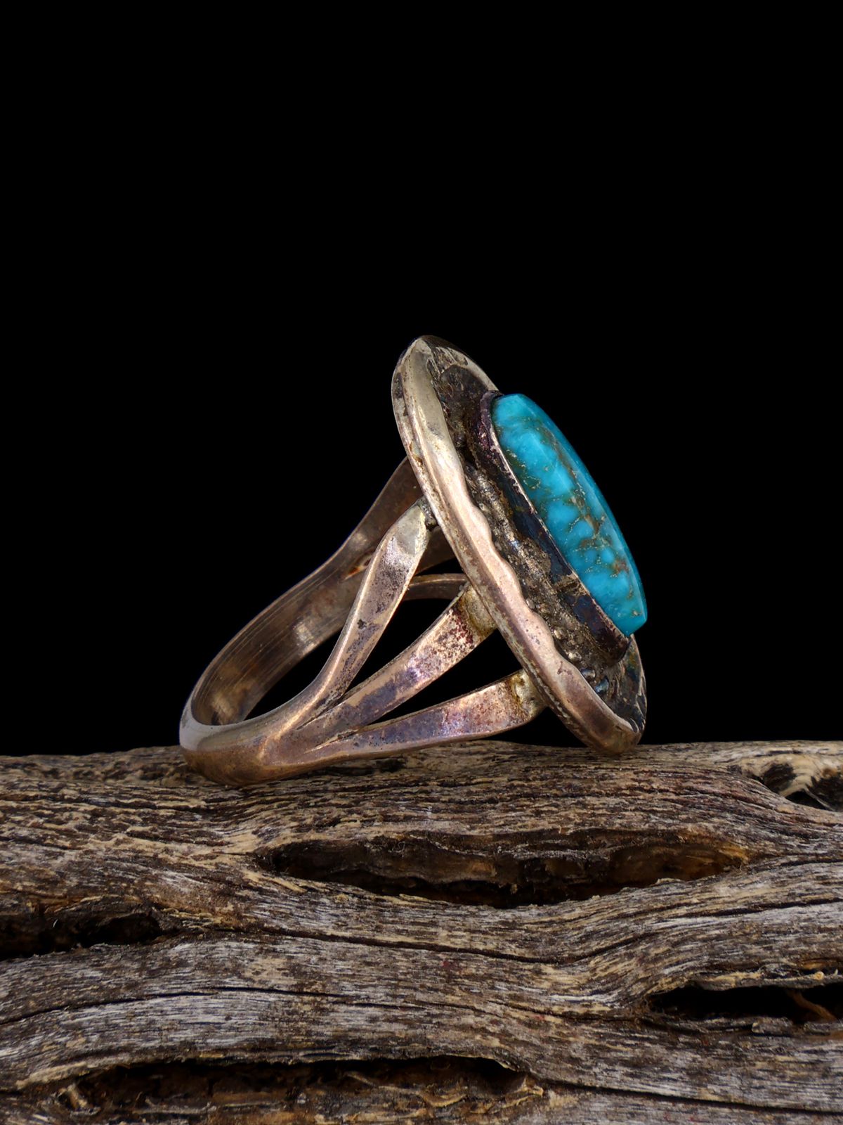 Old Estate Sterling Silver Turquoise Ring, Size 6