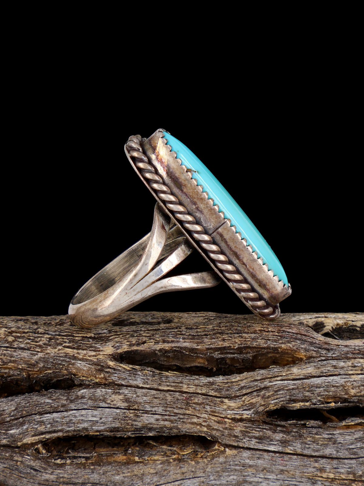 Old Estate Sterling Silver Turquoise Ring, Size 6