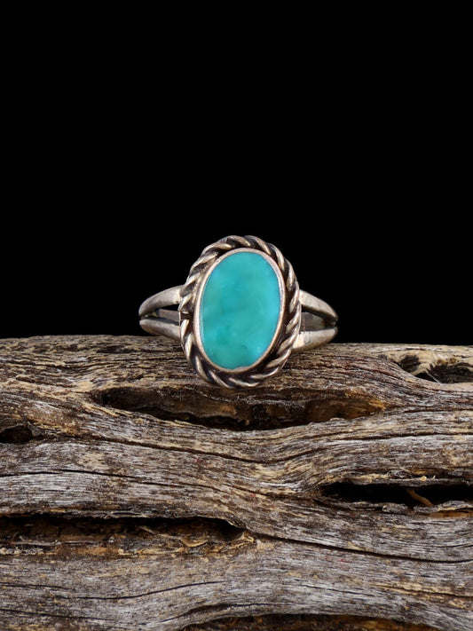 Estate Sterling Silver Turquoise Ring, Size 2 1/4