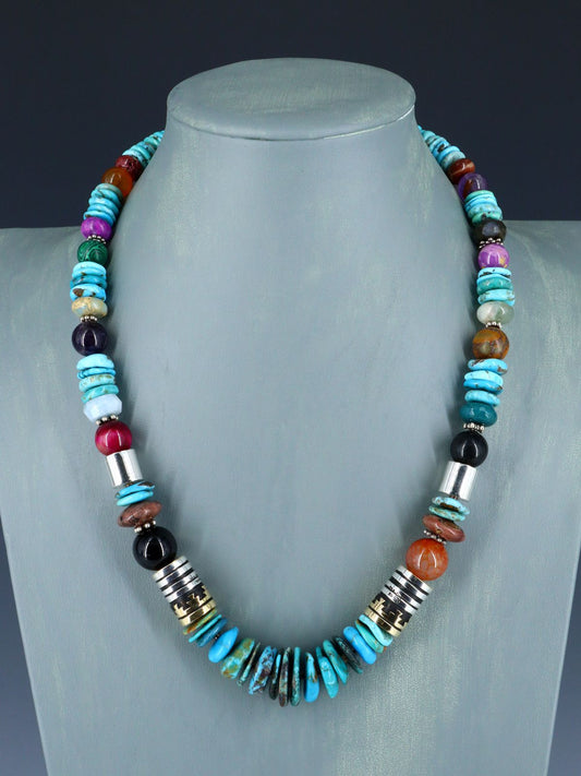 Navajo 21" Turquoise Large Single Strand Beaded Necklace