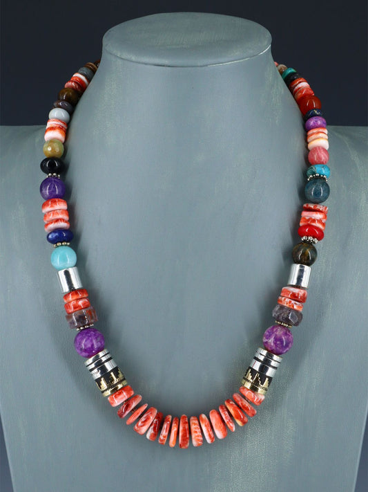 Navajo 21" Spiny Oyster Large Single Strand Beaded Necklace