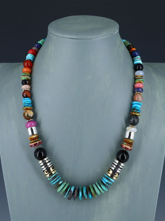 Navajo 21" Turquoise Large Single Strand Beaded Necklace