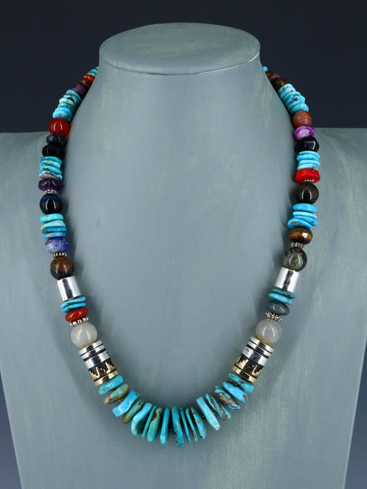 Navajo 21" Turquoise Large Single Strand Beaded Necklace