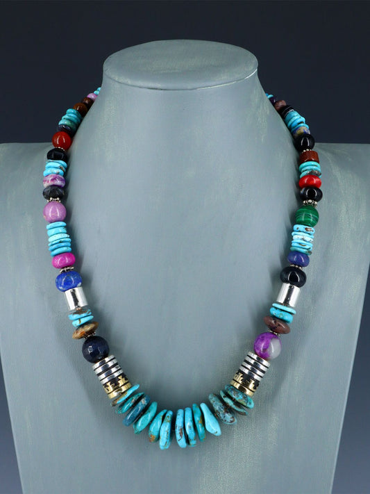 Navajo 21" Turquoise Large Single Strand Beaded Necklace
