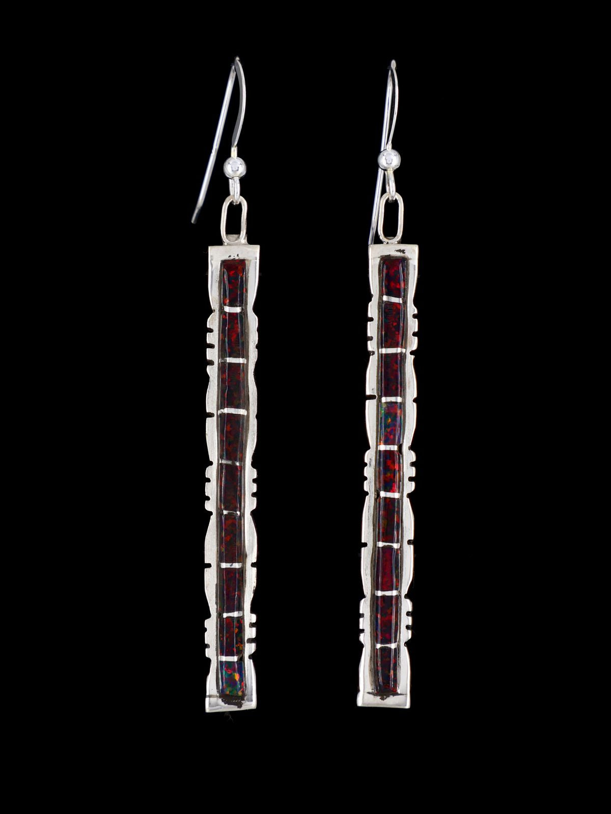 Zuni Inlay Jewelry Opalite Dangle Earrings
