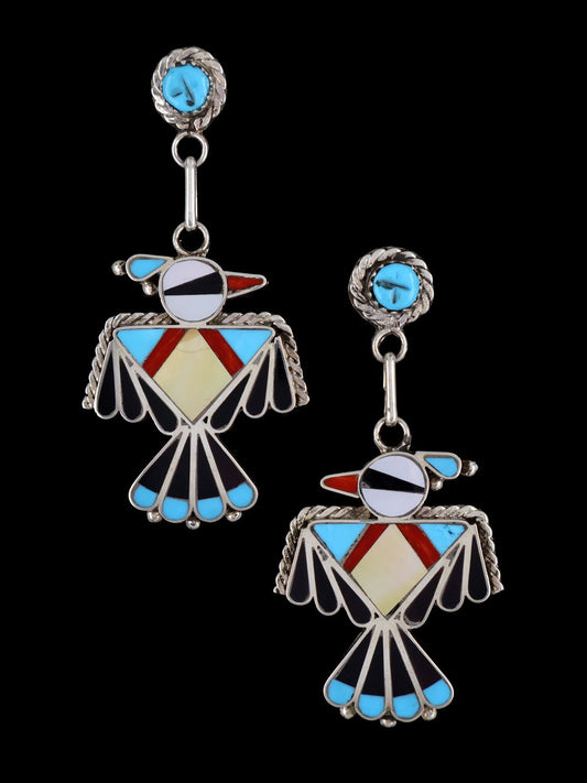 Zuni Turquoise Inlay Post Thunderbird Earrings