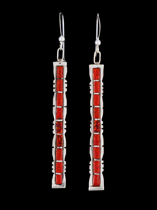 Zuni Inlay Jewelry Opalite Dangle Earrings