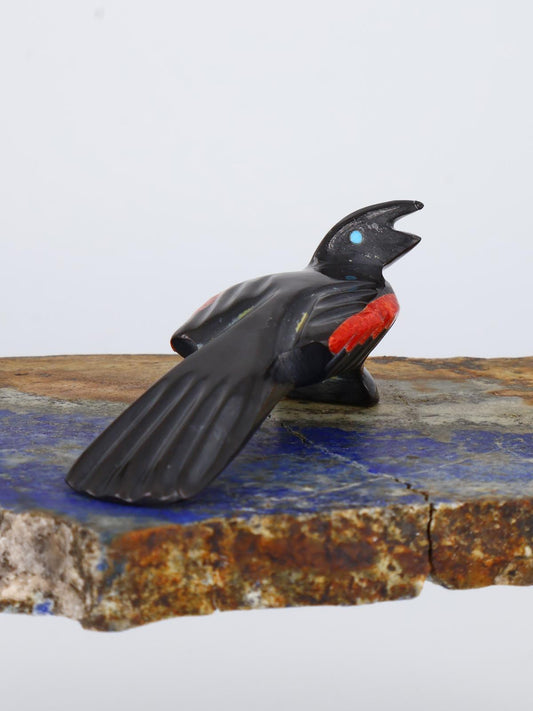 Black Marble Magpie Zuni Fetish