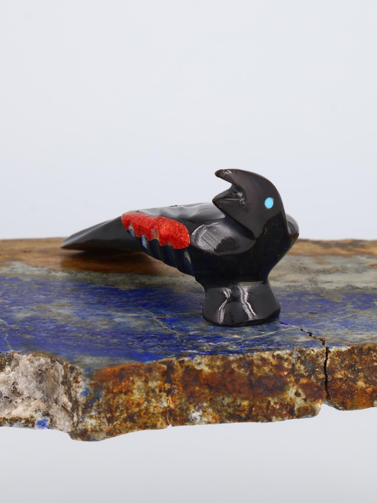 Black Marble Magpie Zuni Fetish