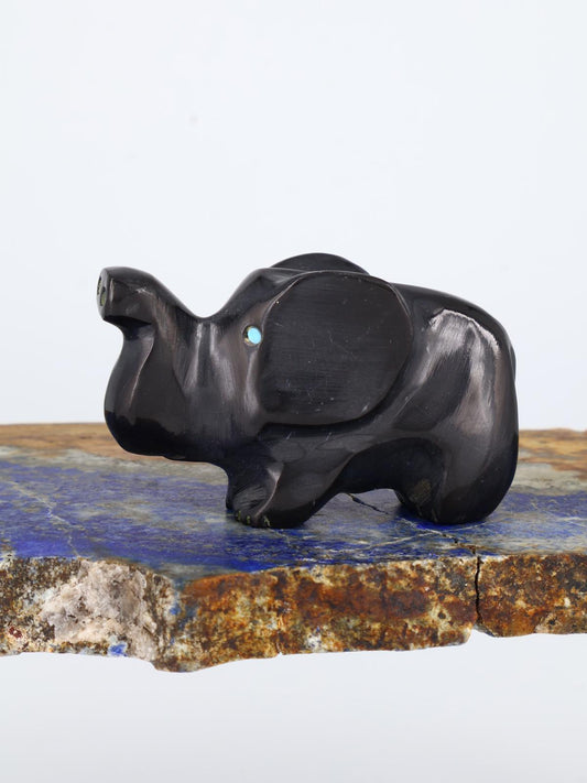 Black Marble Elephant Zuni Fetish