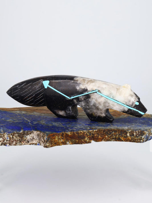 Fossilized Orthoceras Wolf Zuni Fetish
