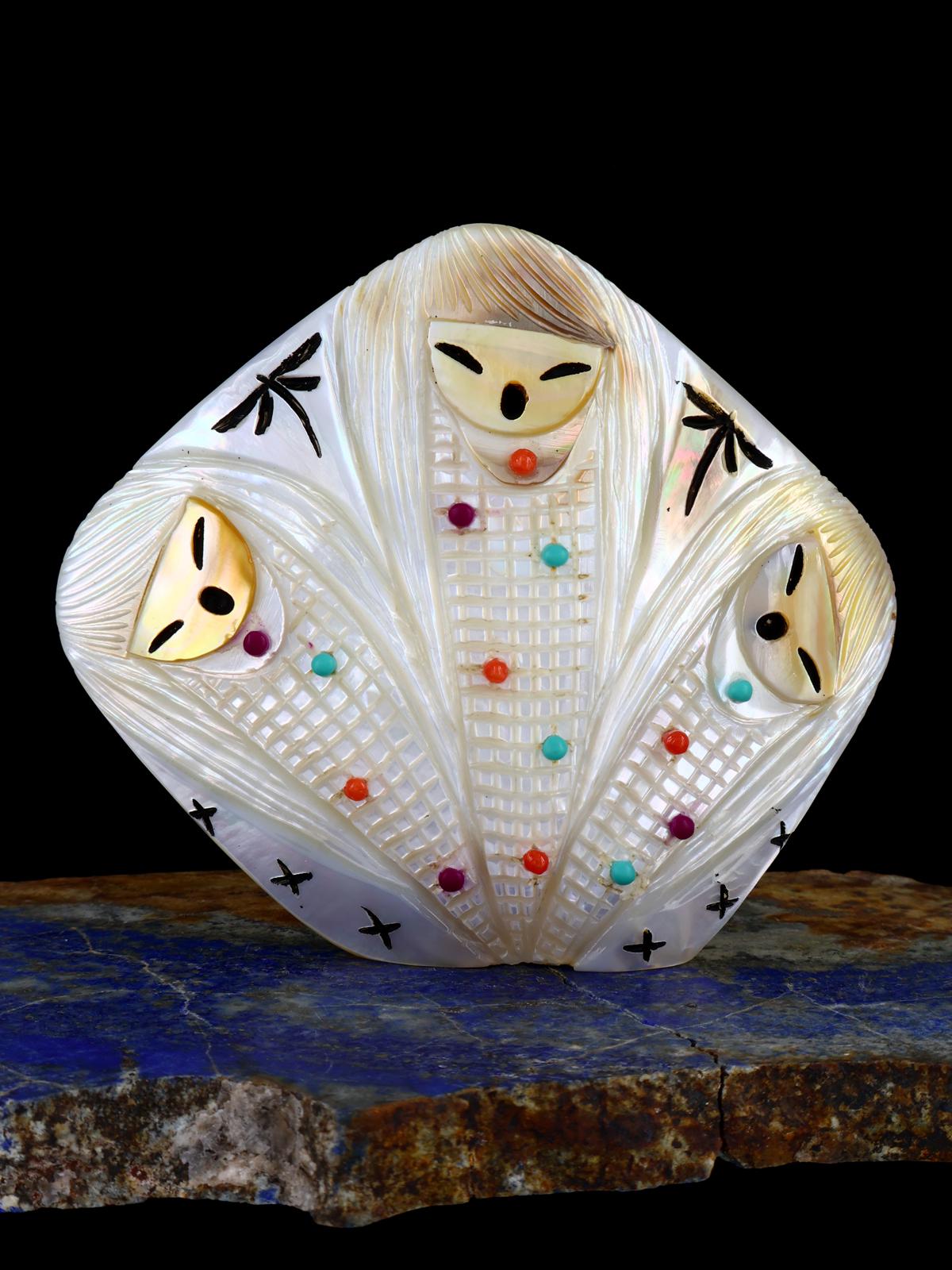 Mother of Pearl Triple Maiden Zuni Fetish
